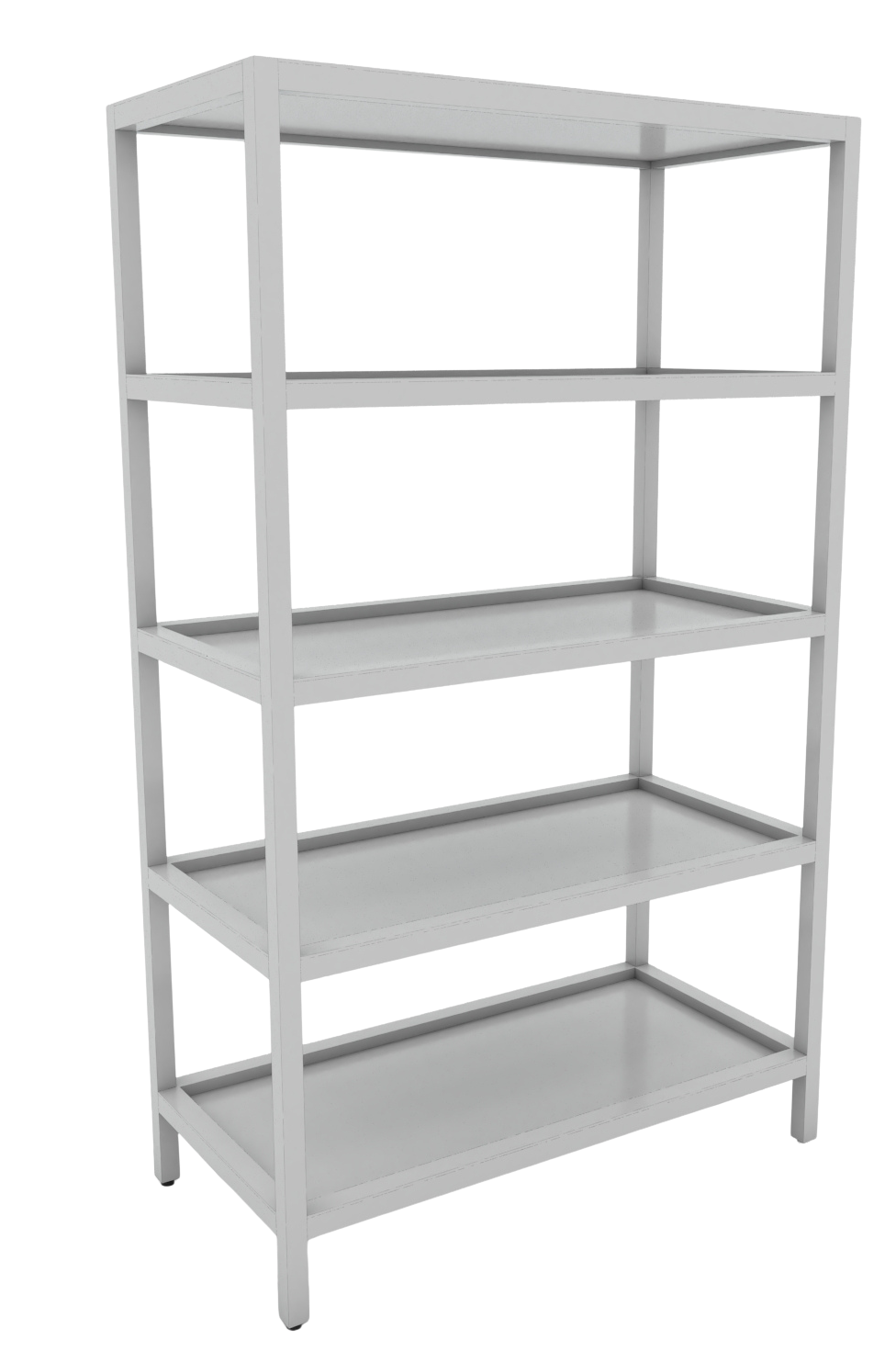 Estante de laboratorio de PTR con 5 entrepaños ajustables, fabricado en lámina galvanizada con pintura electrostática, resistente y estable